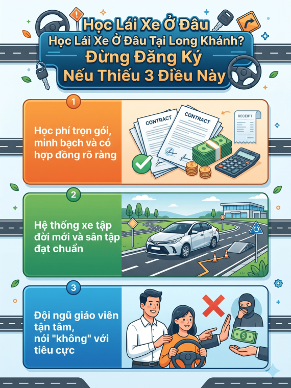 Học Lái Xe Ở Đâu Tại Long Khánh? Đừng Đăng Ký Nếu Thiếu 3 Điều Này
